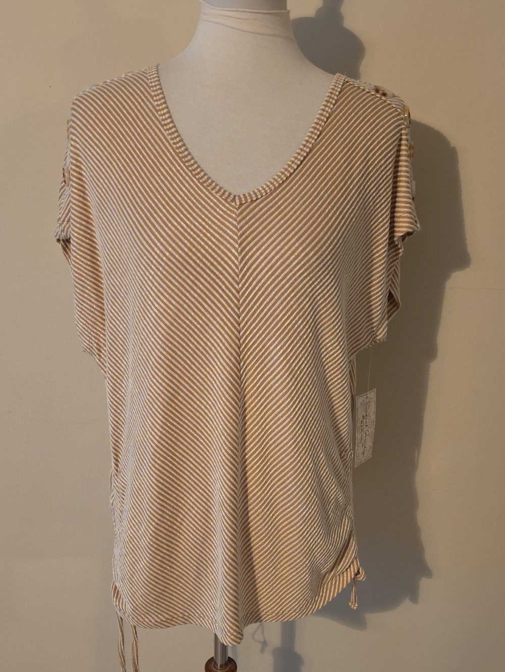 French Laundry Striped Beige  Top Brand New